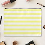 Horizontal Stripes - White and Pastel Yellow Cosmetic Bag (XL)
