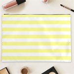 Horizontal Stripes - White and Pastel Yellow Cosmetic Bag (XXL)