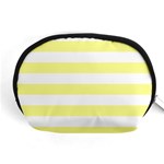 Horizontal Stripes - White and Pastel Yellow Accessory Pouch (Medium)