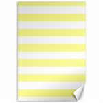 Horizontal Stripes - White and Pastel Yellow Canvas 12  x 18 
