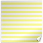 Horizontal Stripes - White and Pastel Yellow Canvas 20  x 20 