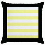 Horizontal Stripes - White and Pastel Yellow Throw Pillow Case (Black)
