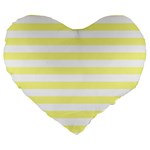 Horizontal Stripes - White and Pastel Yellow Large 19  Premium Heart Shape Cushion