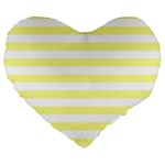 Horizontal Stripes - White and Pastel Yellow Large 19  Premium Flano Heart Shape Cushion