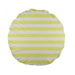 Horizontal Stripes - White and Pastel Yellow Standard 15  Premium Round Cushion