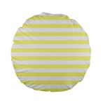 Horizontal Stripes - White and Pastel Yellow Standard 15  Premium Flano Round Cushion