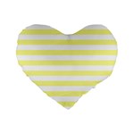 Horizontal Stripes - White and Pastel Yellow Standard 16  Premium Flano Heart Shape Cushion