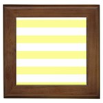 Horizontal Stripes - White and Pastel Yellow Framed Tile