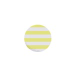 Horizontal Stripes - White and Pastel Yellow 1  Mini Button