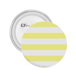 Horizontal Stripes - White and Pastel Yellow 2.25  Button