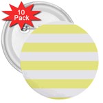 Horizontal Stripes - White and Pastel Yellow 3  Button (10 pack)