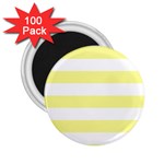 Horizontal Stripes - White and Pastel Yellow 2.25  Magnet (100 pack)