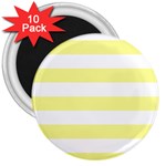 Horizontal Stripes - White and Pastel Yellow 3  Magnet (10 pack)