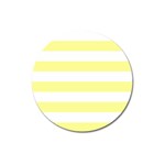 Horizontal Stripes - White and Pastel Yellow Magnet 3  (Round)