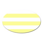 Horizontal Stripes - White and Pastel Yellow Magnet (Oval)