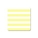 Horizontal Stripes - White and Pastel Yellow Magnet (Square)