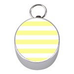 Horizontal Stripes - White and Pastel Yellow Silver Compass (Mini)