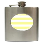 Horizontal Stripes - White and Pastel Yellow Hip Flask (6 oz)