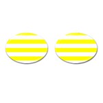 Horizontal Stripes - White and Yellow Cufflinks (Oval)