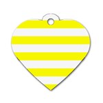 Horizontal Stripes - White and Yellow Dog Tag Heart (Two Sides)
