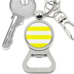 Horizontal Stripes - White and Yellow Bottle Opener Key Chain
