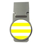 Horizontal Stripes - White and Yellow Money Clip (Round)