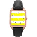Horizontal Stripes - White and Yellow Rose Gold Leather Watch
