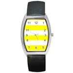 Horizontal Stripes - White and Yellow Barrel Style Metal Watch