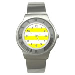 Horizontal Stripes - White and Yellow Stainless Steel Watch