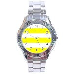 Horizontal Stripes - White and Yellow Stainless Steel Analogue Watch