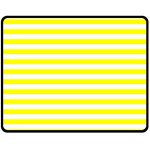 Horizontal Stripes - White and Yellow Double Sided Fleece Blanket (Medium) (Two Sides)