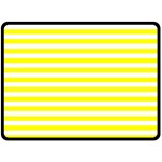 Horizontal Stripes - White and Yellow Double Sided Fleece Blanket (Large) (Two Sides)