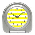 Horizontal Stripes - White and Yellow Desk Alarm Clock