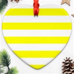 Horizontal Stripes - White and Yellow Heart Ornament (Two Sides)