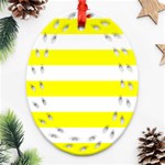 Horizontal Stripes - White and Yellow Oval Filigree Ornament (Two Sides)