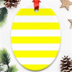Horizontal Stripes - White and Yellow Oval Ornament (Two Sides)