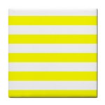 Horizontal Stripes - White and Yellow Tile Coaster