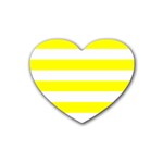 Horizontal Stripes - White and Yellow Heart Coaster (4 pack)