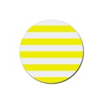 Horizontal Stripes - White and Yellow Rubber Coaster (Round)