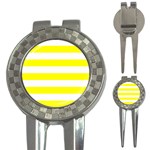 Horizontal Stripes - White and Yellow 3-in-1 Golf Divot