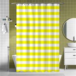 Horizontal Stripes - White and Yellow Shower Curtain 48  x 72  (Small)