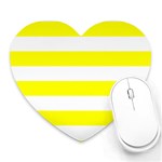 Horizontal Stripes - White and Yellow Heart Mousepad