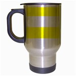 Horizontal Stripes - White and Yellow Travel Mug (Silver Gray)