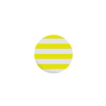 Horizontal Stripes - White and Yellow 1  Mini Magnet