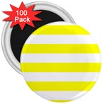 Horizontal Stripes - White and Yellow 3  Magnet (100 pack)