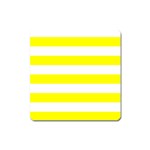 Horizontal Stripes - White and Yellow Magnet (Square)