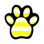 Horizontal Stripes - White and Yellow Magnet (Paw Print)