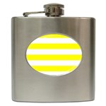 Horizontal Stripes - White and Yellow Hip Flask (6 oz)