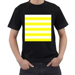 Horizontal Stripes - White and Yellow Men s T-Shirt (Black)