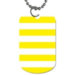 Horizontal Stripes - White and Canary Yellow Dog Tag (One Side)